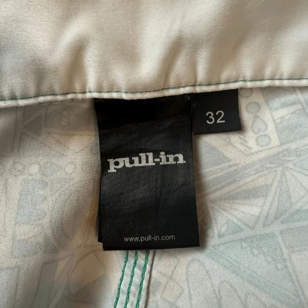 PullIn Men's Geometric Print Stretch Drawstring Swim Trunks Green‎ Size 32